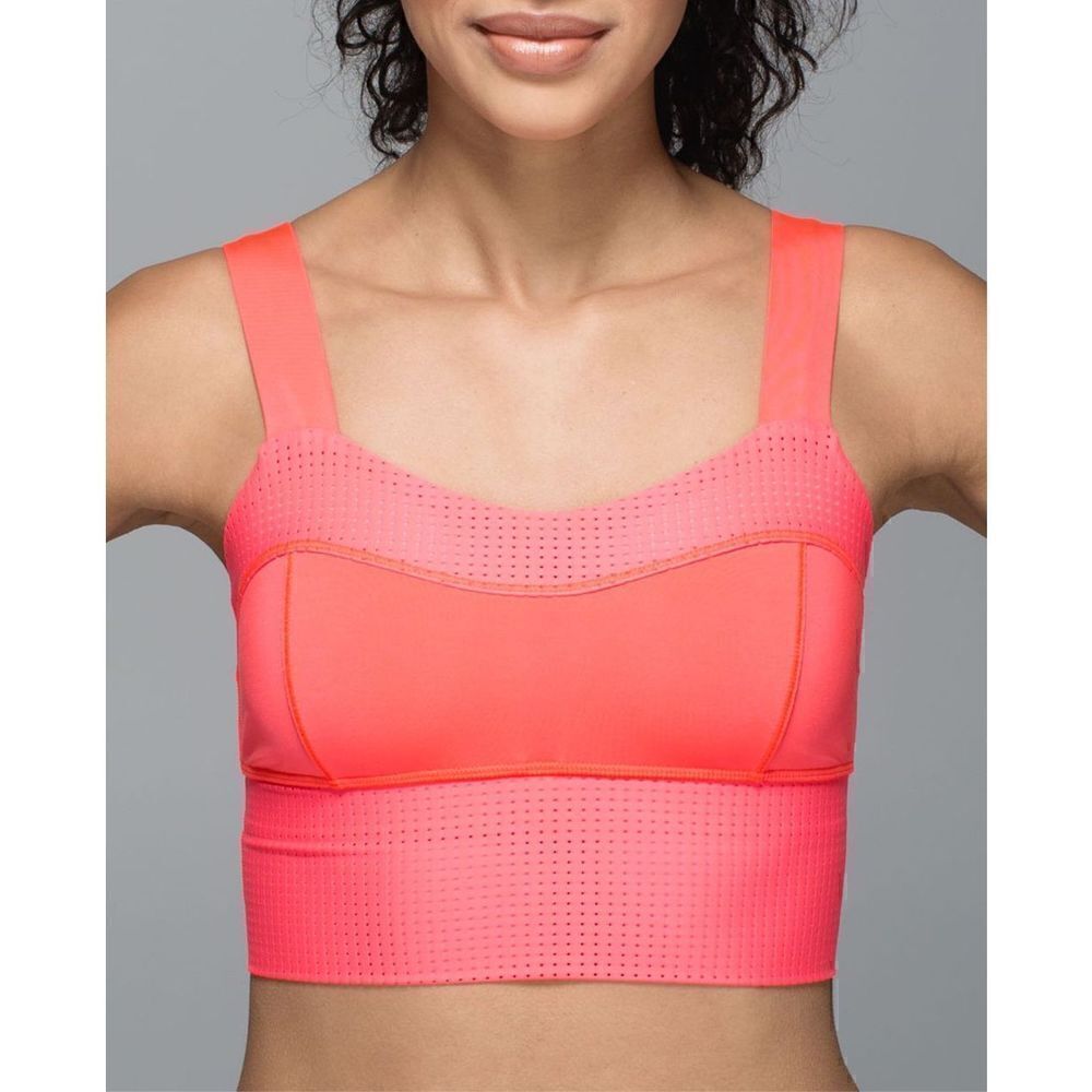 Lululemon Var-City Long Line sports  Bra Coral Size 2